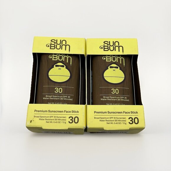 Sun Bum Premium Sunscreen SPF 30 Face Stick Water Resistant 0.45 Oz Lot Of 2 - Picture 1 of 5